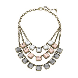 NECKLACE - RETRO GLAM SQUARE-CUT 3 LAYER NECKLACE - N227 - $128